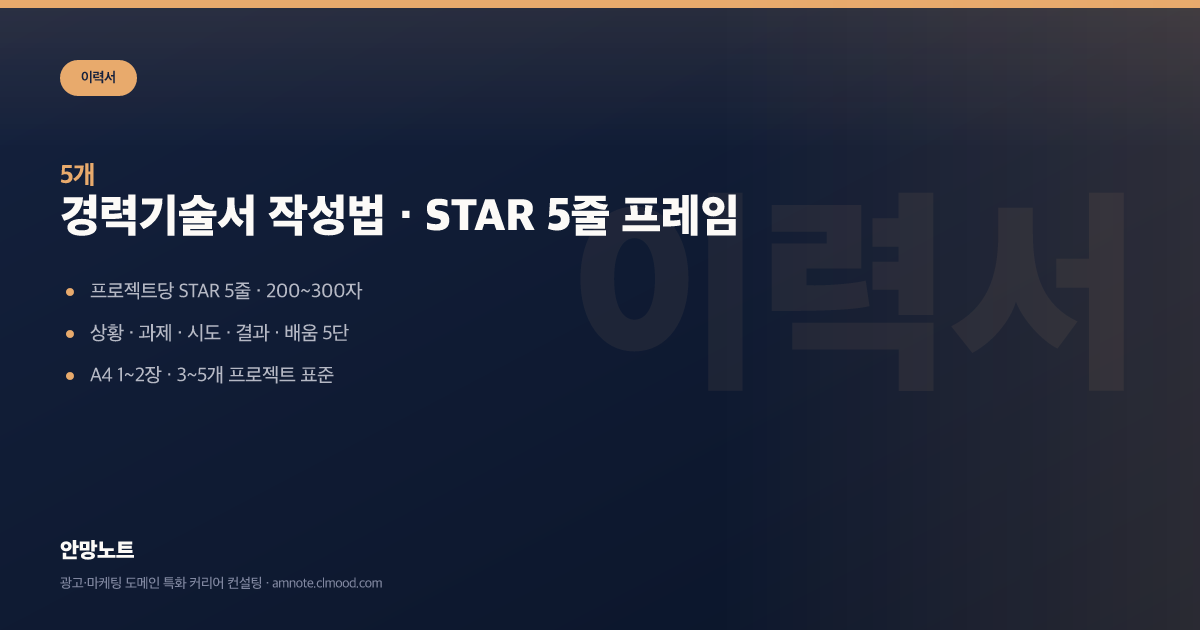 경력기술서 작성법·첨삭 · STAR 5줄 프레임 커버 이미지