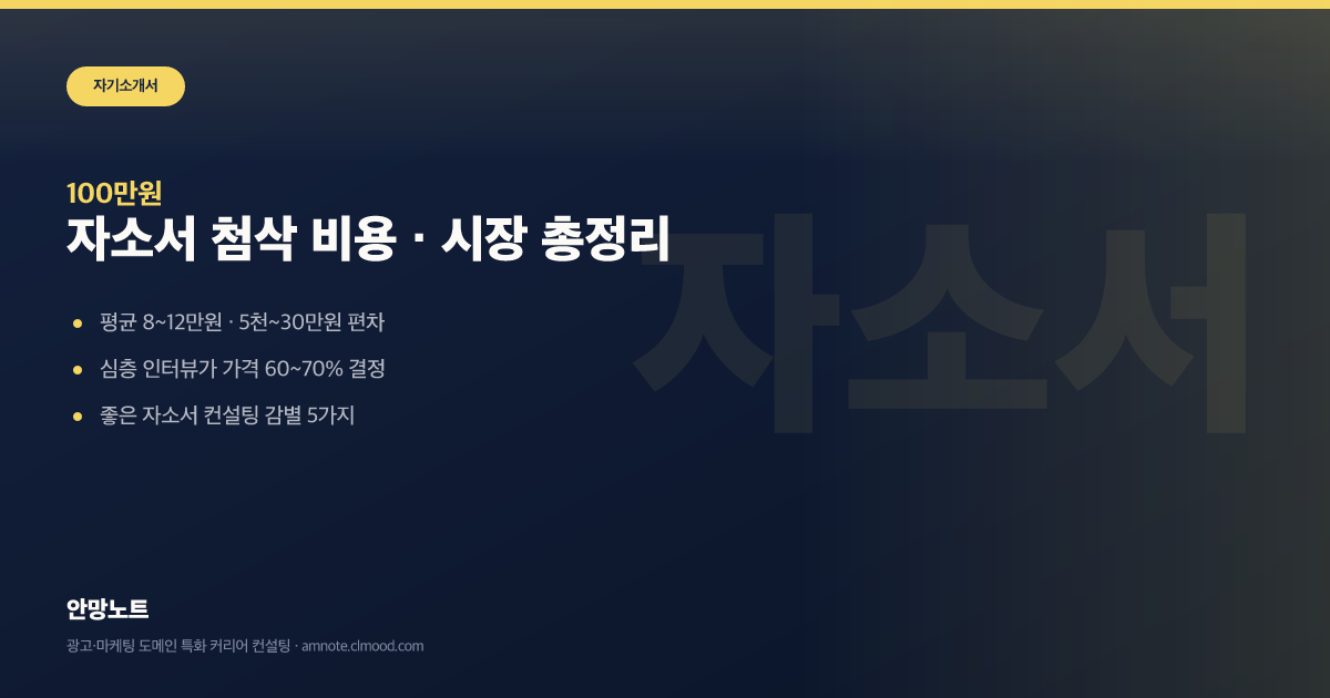 자소서 첨삭·컨설팅 비용 · 5천원 vs 100만원 진짜 차이 커버 이미지